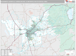 Sacramento-Roseville-Arden-Arcade Metro Area Digital Map Premium Style